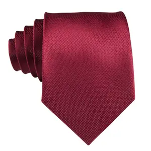 Hot Selling Custom Men Silk Ties Corbata Solid Color Red Tie Gravata Necktie Set For Wedding Party