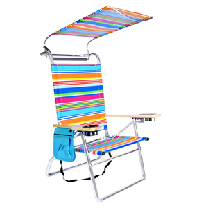 Silla de Playa de Lujo con <span class=keywords><strong>4</strong></span> <span class=keywords><strong>Posiciones</strong></span>, Tumbona de <span class=keywords><strong>Aluminio</strong></span> Plegable para Acampar al Aire Libre, Jardín, Techo Solar, Patio, Playa con Toldo - Product Image 2