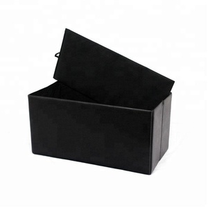 Bailey Modern <strong>Black</strong> Faux Leather Folding <strong>Storage</strong> Ottoman <strong>Bench</strong> - Product Image 3