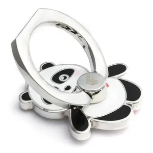 अनुकूलित धातु जस्ता मिश्र धातु फोन धारक हार्ड तामचीनी पांडा आकार डिजाइन फोन की अंगूठी