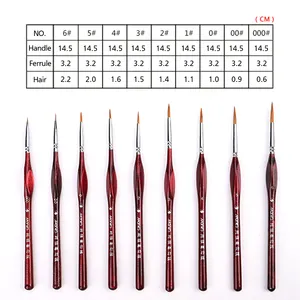 Maries Detail Paint Brushes Set Artist Paint Brushes Painting Supplies For Art Watercolor Acrylics Oil 9 Pieces Red