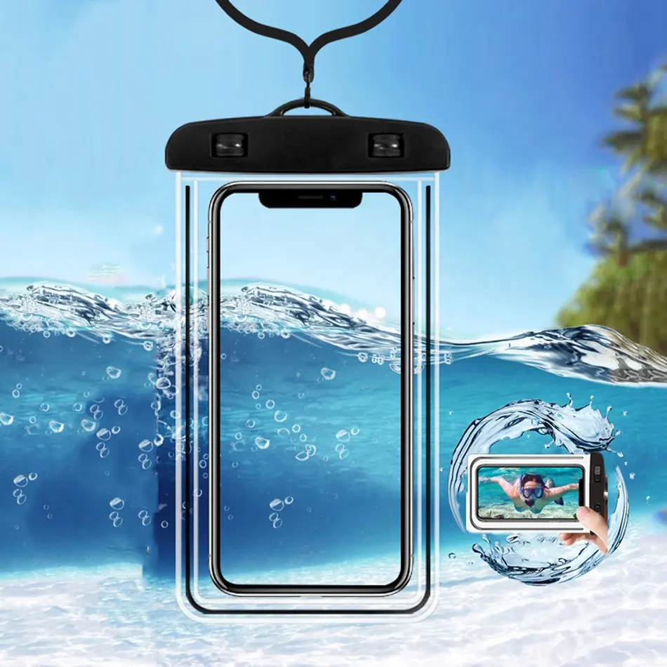 Bolsa para celular à prova d'água, bolsa flutuante impermeável universal para telefone celular, saco seco de praia à prova d' água tpu para telefone