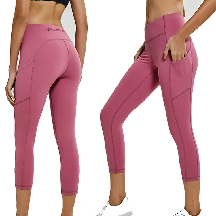 2023 phụ nữ mới Yoga Capri quần bán buôn Side Pocket Capri xà cạp phòng tập thể dục mặc