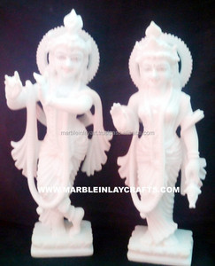 Radha Krishna White Marble Moorti - Product Image 1