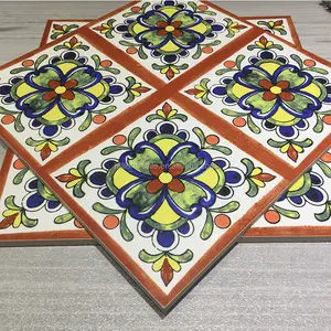 Hot sale Moroccan style flower pattern ceramic tiles 20x20cm bathroom floor rustic glazed 30x30cm handmade cement tiles