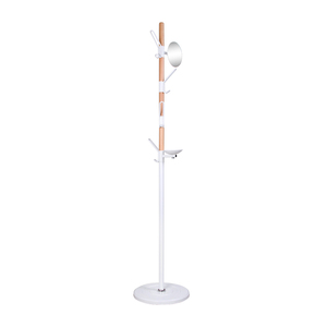 Perchero con Recubrimiento en Polvo, Perchero Portátil de Metal y Madera con Espejo, WJD8393 - Product Image 1