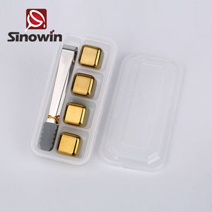 Venta caliente en <span class=keywords><strong>Amazon</strong></span> oro metal reutilizable cubo de hielo para el vino beber hielo - Product Image 5