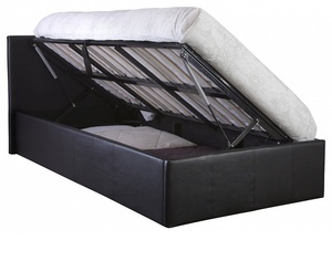 Il Lato Ascensore Ottoman di Stoccaggio <span class=keywords><strong>Letto</strong></span> Del Cuoio Del Faux Alzata A Gas Up di Stoccaggio <span class=keywords><strong>Letto</strong></span> Nero 4 Formati Disponibili - Product Image 2