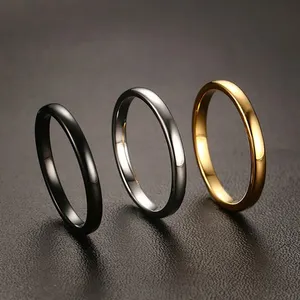 Gepersonaliseerde Gouden Bruiloft Sieraden 2Mm Wolfraam Carbide Mode Ringen Voor Vrouwen