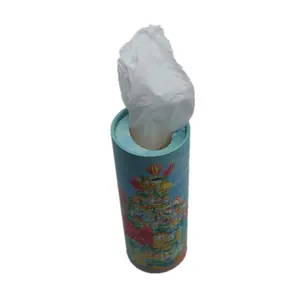 Aangepaste Recycle Cilinder Ronde Tissue Box Paperboard Wijn Cadeau Cilindrische Hot Stamping Logo Reliëf