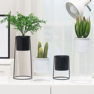 Jardinière noire moderne pour l'hiver, support de plantes en métal pour décoration de salon, 2 pièces - Product Image 2