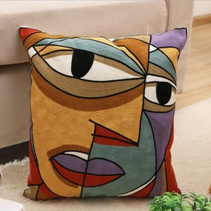 Topfinel Picasso Embroidered Abstract Decorative 100%Cotton Cushion Cover For Home Sofa Car