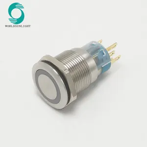 19mm led type 6v 12v 24v 220v illuminated latching or momentary 6 12 24 220 volt stainless steel push button pushbutton switch