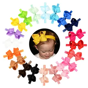 Girls Flower Polyester Bowknot Elastic Baby Bow Headband