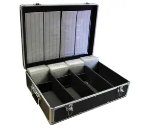 Aluminum CD DVD Storage Case for CD Jewel Cases Case with Solid Dividers ans Position Adjustable Stoppers