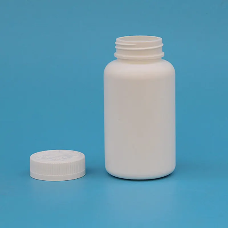 Botella redonda de plástico hdpe, suplemento de proteínas, 300 ml