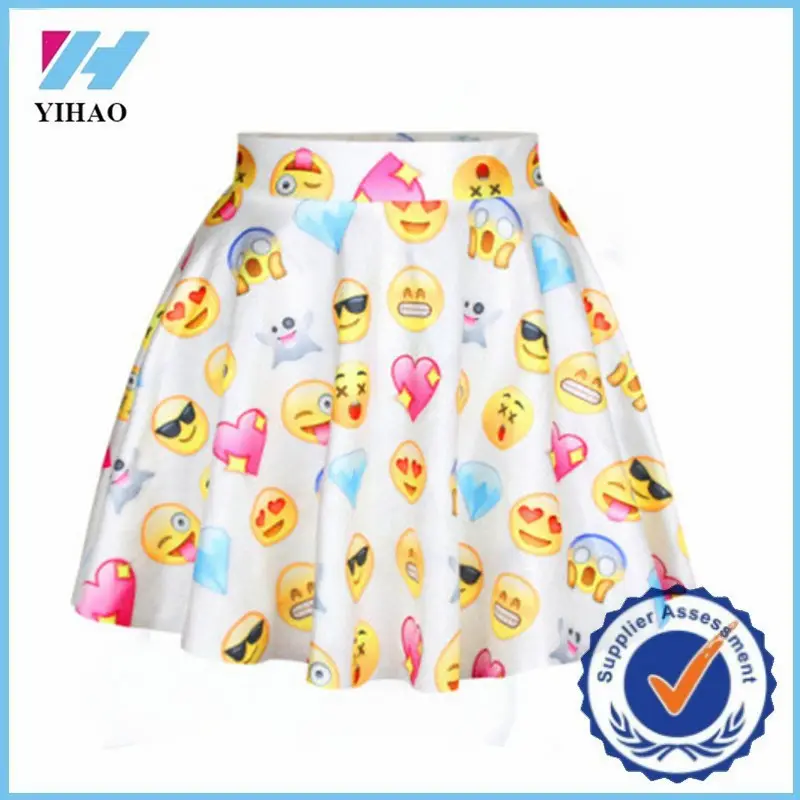 Yihao emoji falda impresa patrones estilos de escuela faldas moda 2015