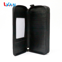 Dompet kulit asli uniseks, harga rendah kustom gaya Mode panjang desain huruf terbuka tahan air perjalanan uang tunai dengan ukuran kustom