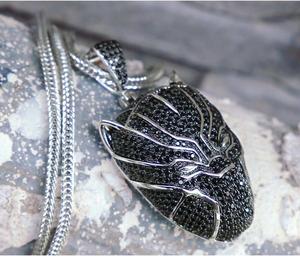 Bijoux Hip Hop KRKC&CO pour les fans de <span class=keywords><strong>figurines</strong></span> Marvel, pendentif Black Panther serti de zircon, pendentif de dessin animé, pendentif en zircon - Product Image 6