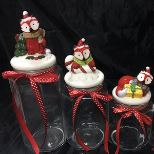 Diferentes búho o Santa Claus forma frascos de vidrio con tapa de cerámica para el café o té o almacenamiento de caramelo - Product Image 5