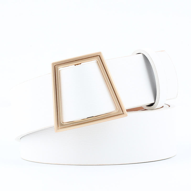 Leather Belts White Square Buckle Belt Versatile Fashion Belts