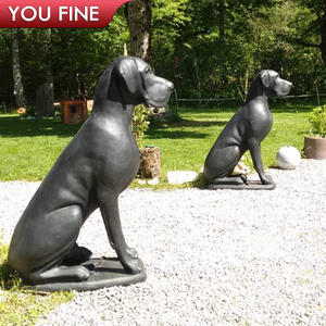 Statua di Cani <span class=keywords><strong>Great</strong></span> <span class=keywords><strong>Dane</strong></span> in Bronzo Nero a Grandezza Naturale YOUFINE, Coppia per Decorazione di Giardini e Tenute - Product Image 3