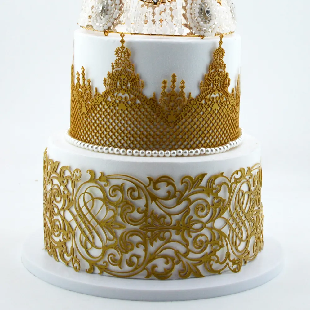 Leaf Lace Border Silicone Fondant Cake Sugarcraft Embossed Silicone Baking Mould Wedding cake decorating mould