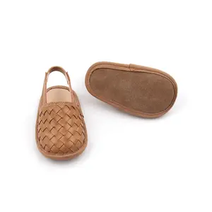 En tedarikçi çocuk Sandal moda çocuklar dokuma sandalet deri kahverengi çocuk sandaletleri