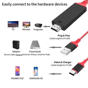 Câble USB type-c vers <span class=keywords><strong>HDMI</strong></span> mâle vers <span class=keywords><strong>HDMI</strong></span>, <span class=keywords><strong>cordon</strong></span> d'alimentation de 2m, pour MacBook, <span class=keywords><strong>Samsung</strong></span> Galaxy S9, S8, et plus - Product Image 3