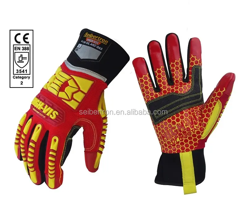 Seibertron HIGH-VIS HRC5 Rigger Excellent Grip Cut5 Handyman Box Handler Gloves Abrasion Resistant Drilling Impact Gloves CE3541