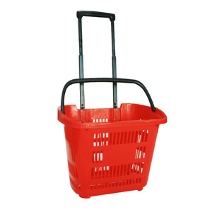 Cestas plásticas de la carretilla del supermercado con las ruedas para el uso del centro comercial - Product Image 2