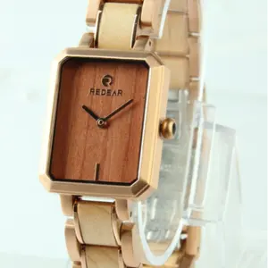 2018 оптовая продажа, квадратные наручные часы из нержавеющей стали для женщин Reloj de madera...
