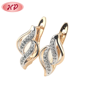 تصاميم أقراط ذهبية مطلية بالبلاتين، أقراط زركونيا صغيرة أنيقة للفتيات - Product Image 1