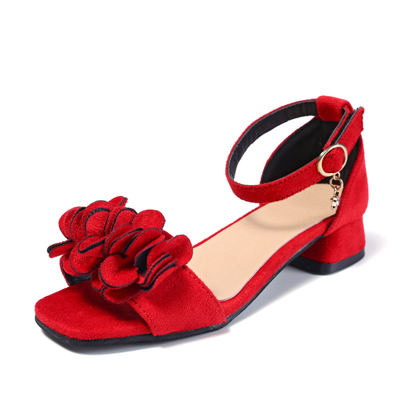 Летние детские туфли принцессы в Корейском стиле на высоком каблуке для девочек