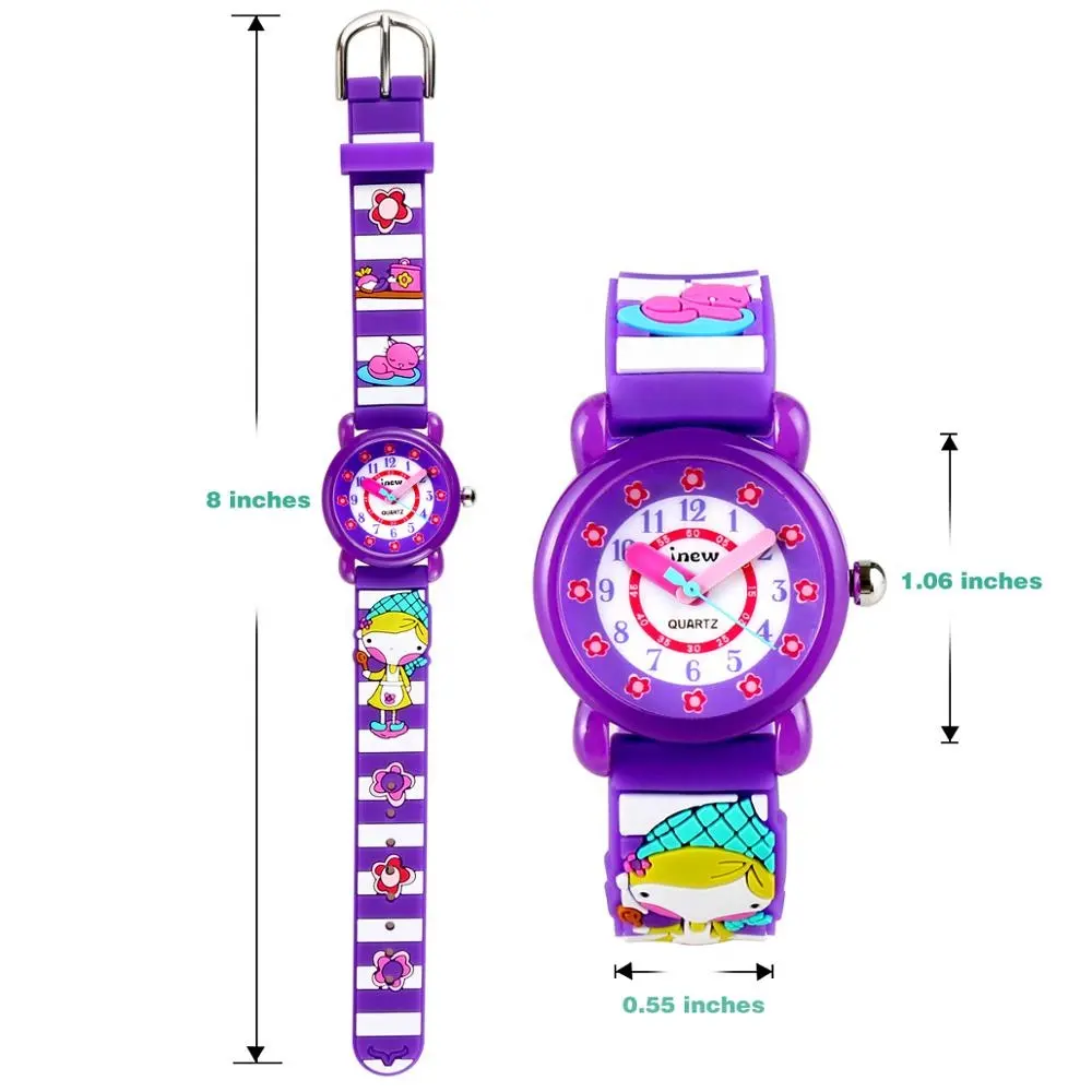 Low Price 3ATM Waterproof Purple Cartoon Little Girl Pattern Kids Watch Durable