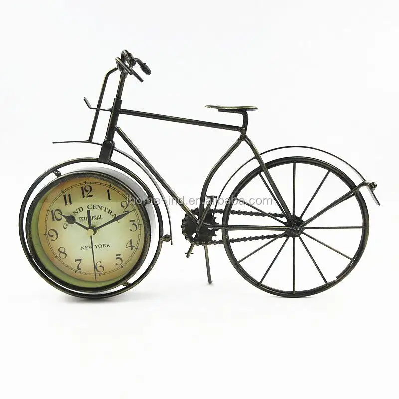 Reloj de mesa mecánico antiguo con forma de bicicleta para regalo