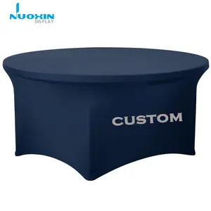 Print Your Logo Outdoor Decoration Round Black 180 Wedding Stretch Table Cloth Cover for Trade Show