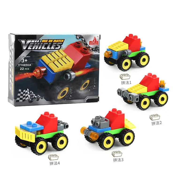 Çocuklar için eğitici oyuncaklar çocuk oyuncakları yapı taşları araba plastik <span class=keywords><strong>Shantou</strong></span> ABS, orijinal malzeme renk kutusu + dış karton 22 adet