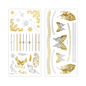 <span class=keywords><strong>Pulsera</strong></span> <span class=keywords><strong>de</strong></span> <span class=keywords><strong>mano</strong></span> segura para <span class=keywords><strong>la</strong></span> piel, pegatina <span class=keywords><strong>de</strong></span> <span class=keywords><strong>tatuaje</strong></span> temporal <span class=keywords><strong>de</strong></span> mariposa metálica Sexy para el cuerpo - Product Image 2