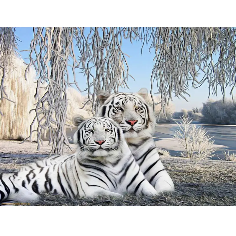 Настенный 3d декор с изображением белого тигра, картины на холсте, Китай