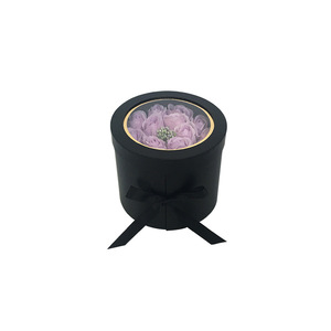 Su misura a doppio strato regalo fiore rotondo scatola con coperchio IN PVC trasparente - Product Image 4