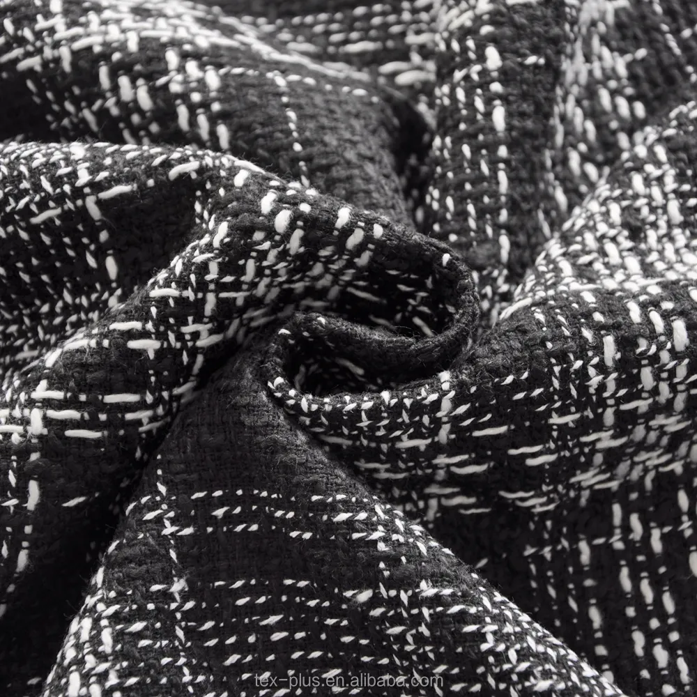 In voorraad polyester fancy tweed acryl blend gebreide wollen stof