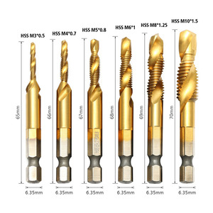6Pcs M3 to M10 Metric Titanium Combined Combination HSS Drill Tap Bit Set for Screw Tapping <strong>Threading</strong> <strong>Tools</strong> - Product Image 2