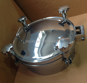 400mm Hygienic Circular Pressure Manhole Cover Manway Stainless Steel With Plastic Handles Weld Connection Forged Technics
