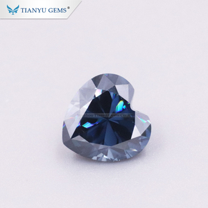 Moissanite bleue Tianyu Gems 1ct, forme cœur, diamants synthétiques, diamants bleus - Product Image 4