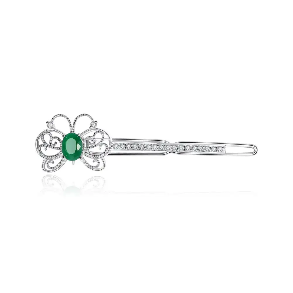 LUOTEEMI Retro Jade Butterfly forcine accessorio per capelli Green Stone Women Fancy Hair Pins