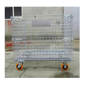 Industrial Foldable Stain Steel Pallet Box Collapsible Wire Mesh Container Stackable Metal Storage Cage For Warehouse