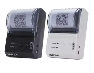 Impresora térmica de recibos, dispositivo portátil BT POS en blanco y negro con función de código de barras 1D 2D