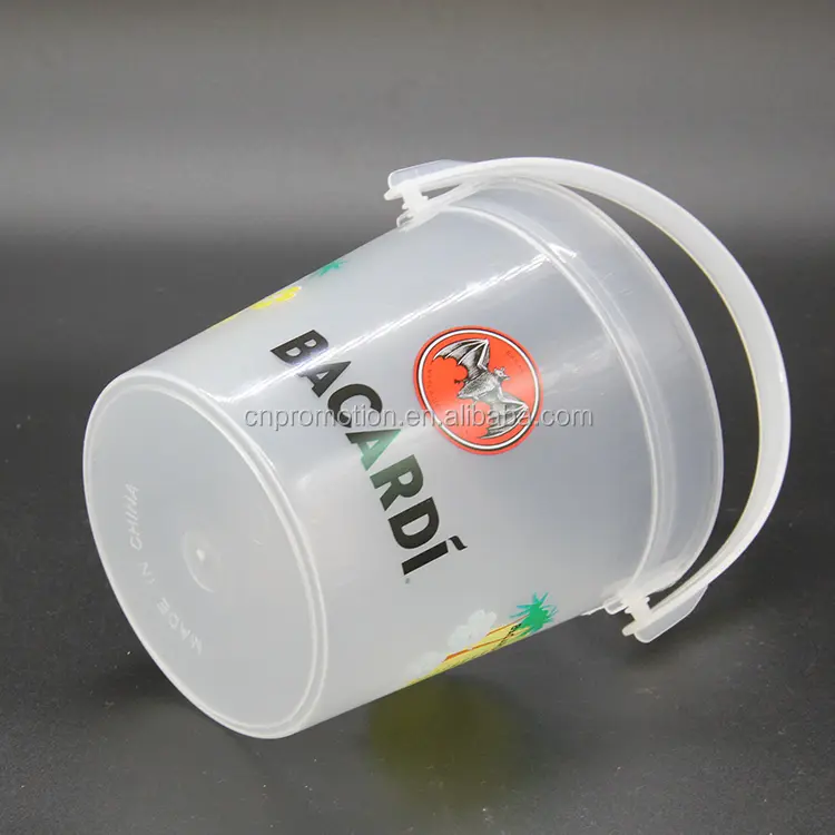 Custom logo Plastic Cocktail Pails Ideas 32oz Reusable Punch Bowls Ice Smoothie Bucket for Drinks