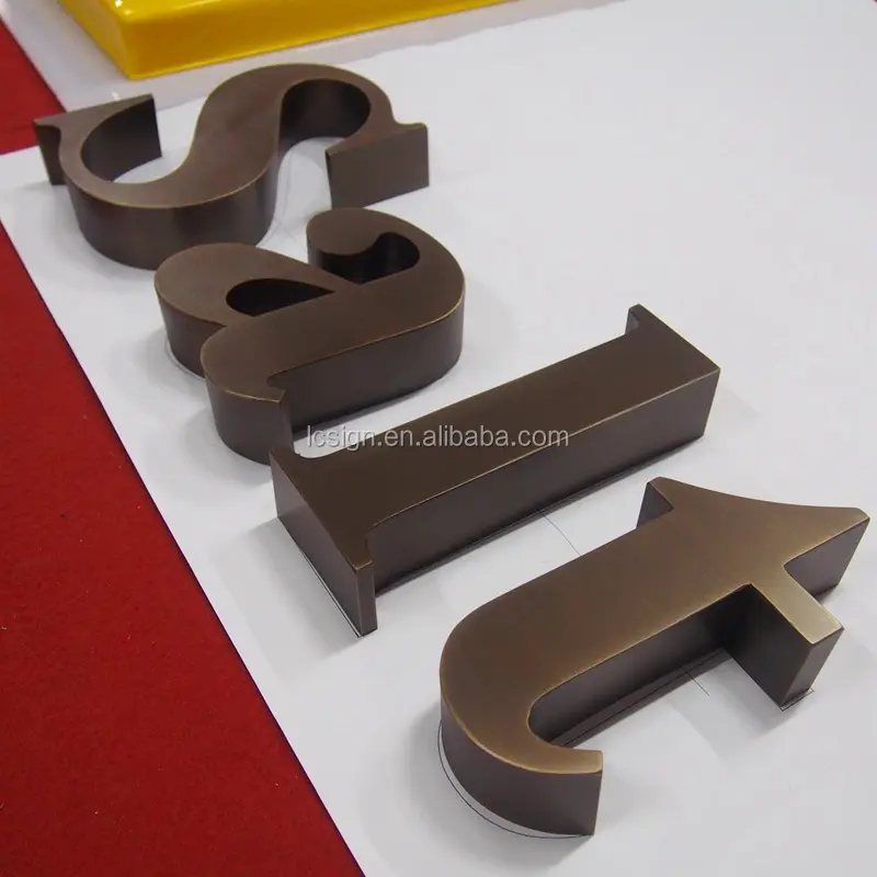 Letras De Metal de Bronze de Aço Inoxidável escovado e Polido, Números de bronze do Metal